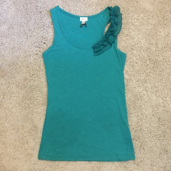 Y2K Dynamite Aquamarine Ruffle Shoulder Tank Top - Picture 11 of 15